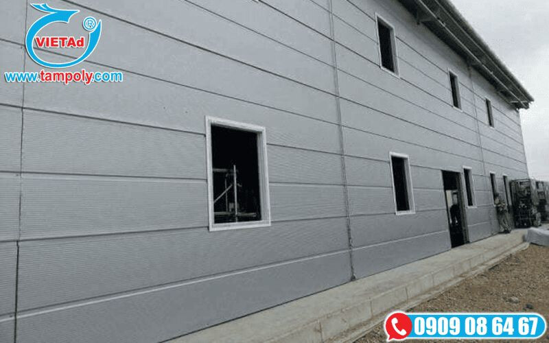 Tường lắp dựng bằng Panel Acotec trong khung thép tiền chế