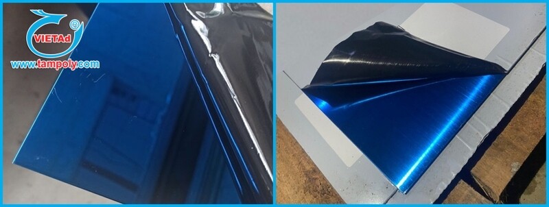 Inox 304 màu xanh gương và màu xước.