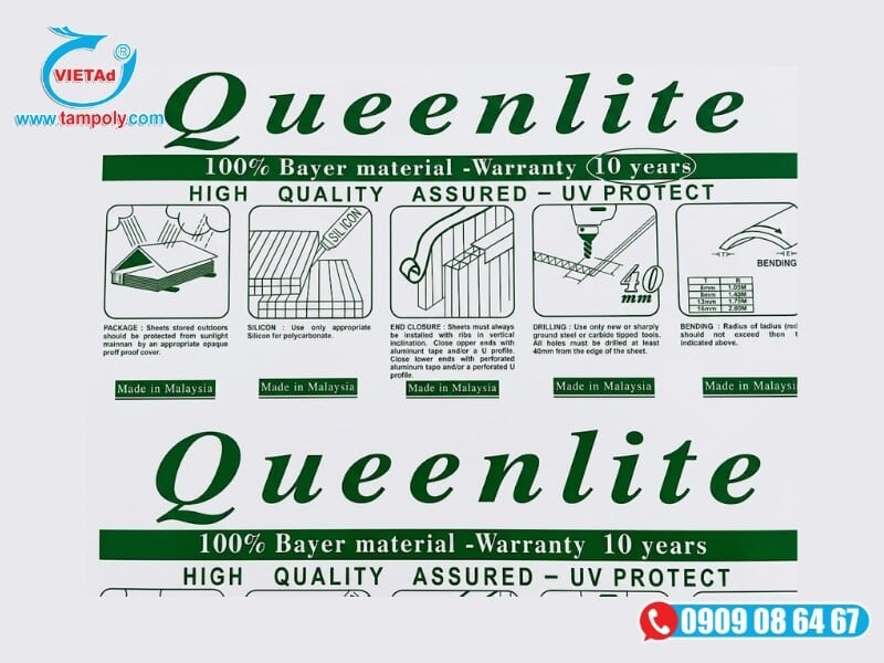 Tấm Polycarbonate Queenlite là thương hiệu vật liệu lấy sáng cao cấp thế hệ mới