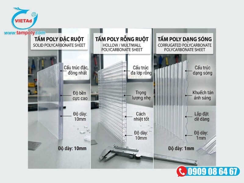 3 dòng tấm Polycarbonate chịu lực phù hợp với từng nhu cầu sử dụng riêng
