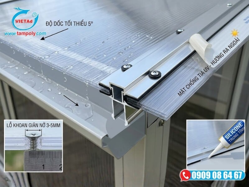 Thi công tấm Poly đúng kỹ thuật ngăn ngừa tình trạng tấm bị nứt hoặc cong vênh sau một thời gian sử dụng