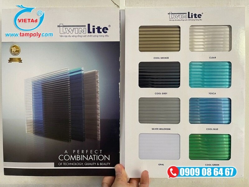 Tấm Poly Twinlite đa dạng màu sắc, kích thước linh hoạt