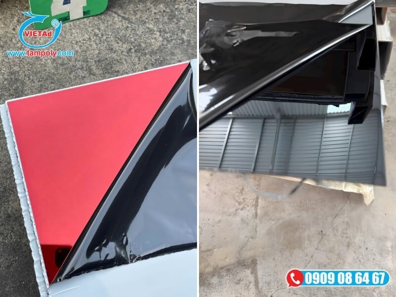 Các mẫu tấm inox bóng đỏ bóng và đen bóng