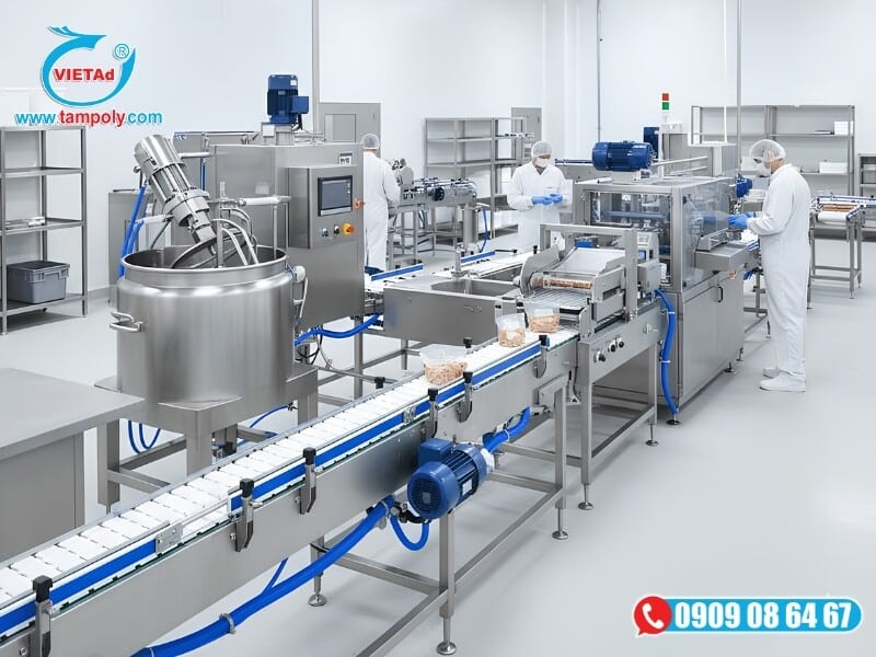 Inox bóng được dùng đa dạng làm thiết bị, vật dụng trong sản xuất