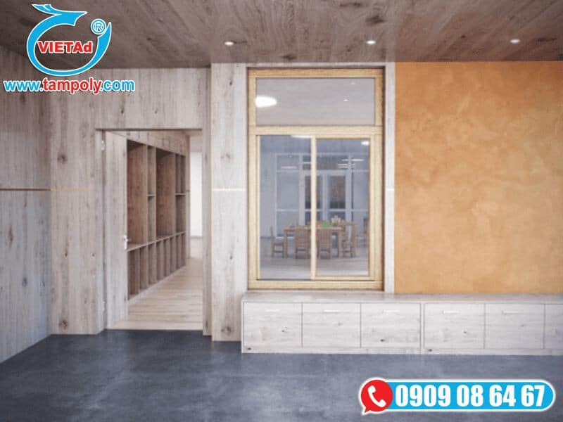 Công trình nội thất sử dụng tấm panel bê tông nhẹ làm tường và trần, thi công thẩm mỹ và hiện đại