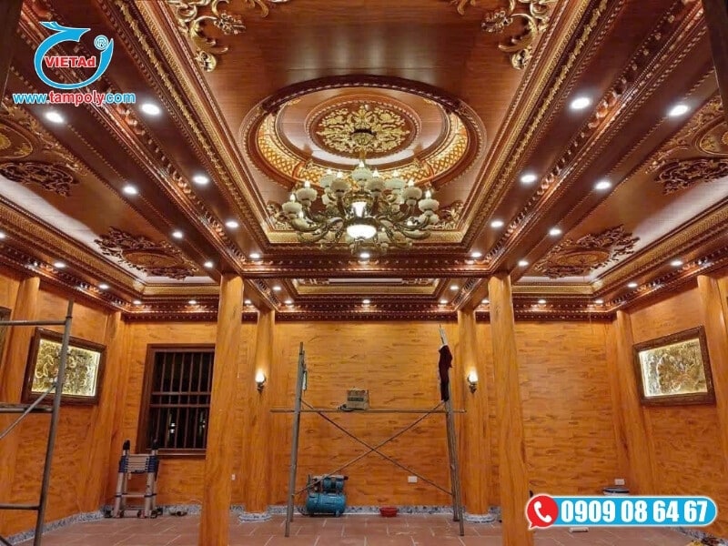 Không gian phòng khách ốp tấm nhựa Nano hoàn thiện đẹp mắt