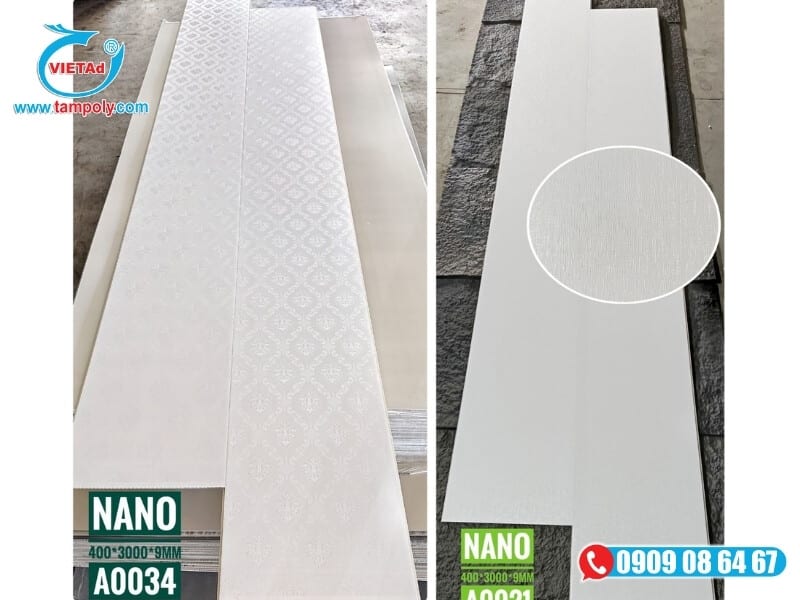 Mẫu tấm nhựa Nano màu trơn, hoa văn 3D nghệ thuật