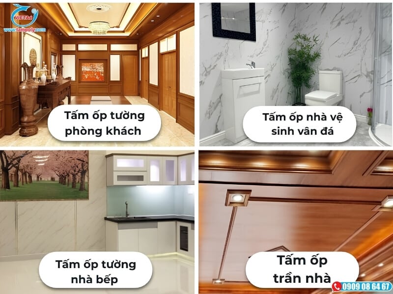 Tấm nhựa Nano ốp tường được ứng dụng phổ biến, phù hợp trang trí đa dạng các không gian
