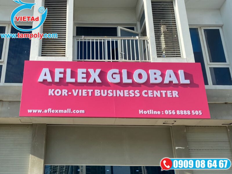 Bảng hiệu nền alu chữ mica