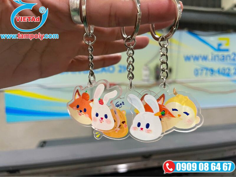 Móc khoá mica in UV dễ thương