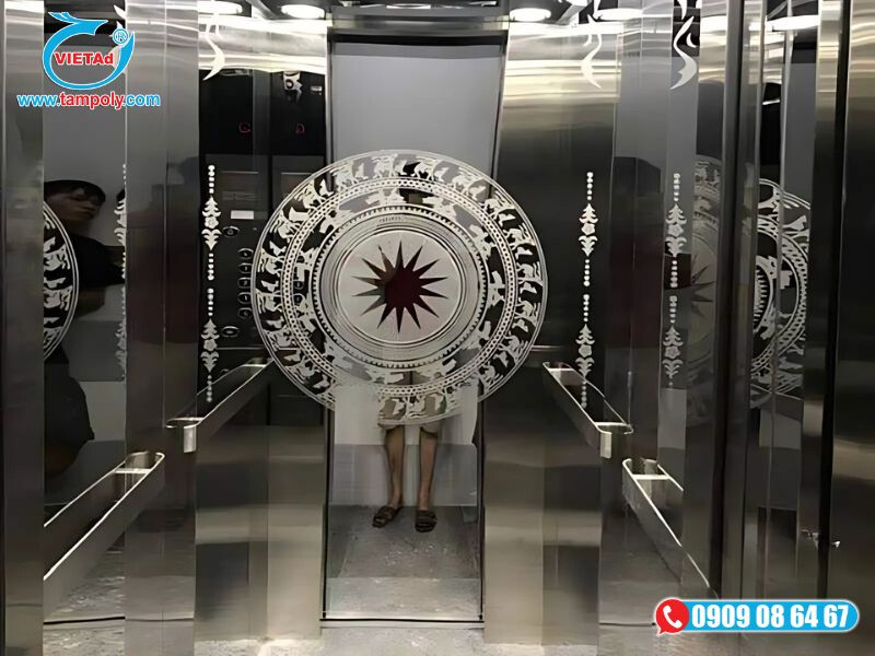 Inox trắng gương in hoa văn trống đồng