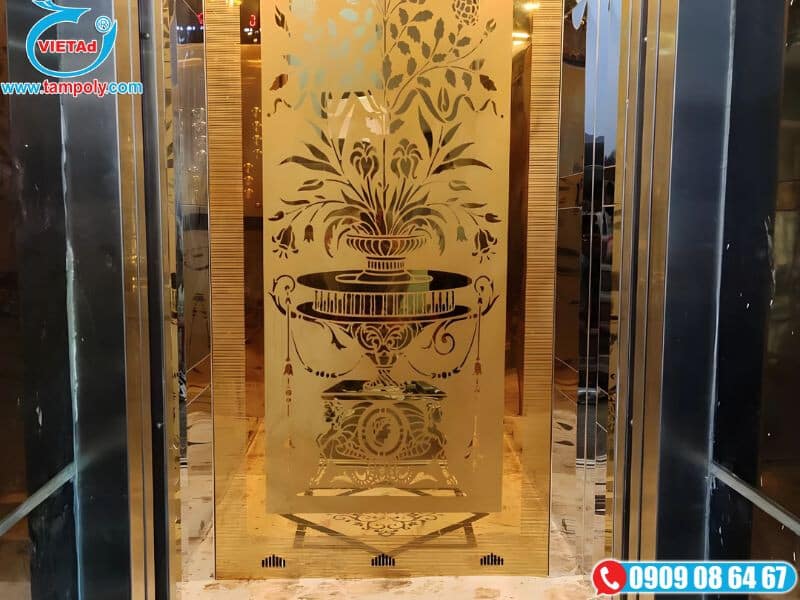 Tấm inox hoa văn ốp thang máy 