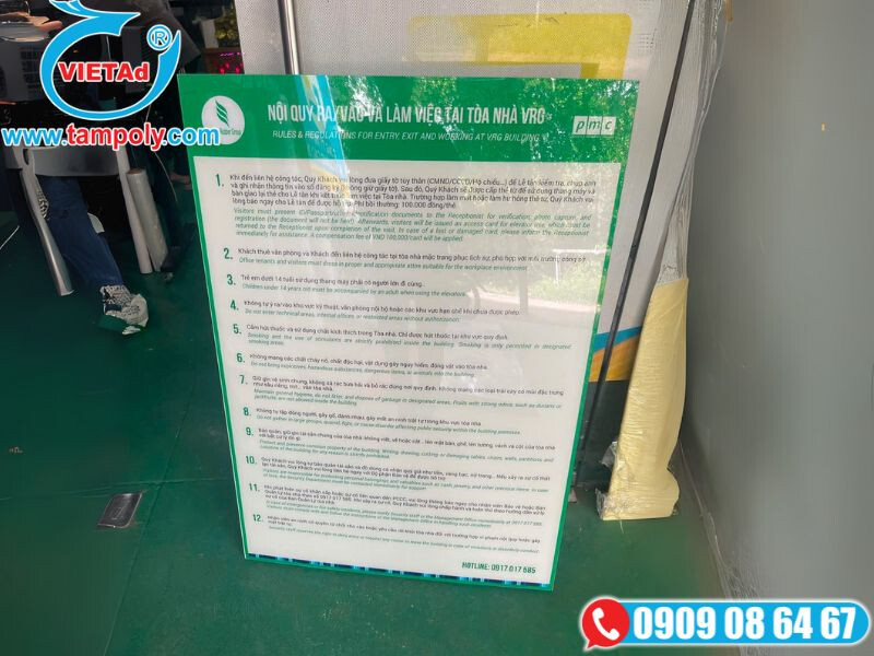 Bảng nội quy bằng công nghệ in UV