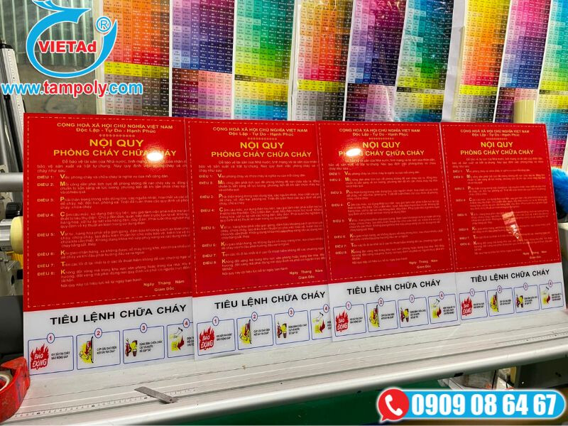 Nội quy được in UV lên chất liệu mica 