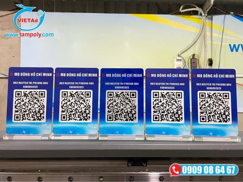 Mã QR chuyển tiền chất liệu mica in UV