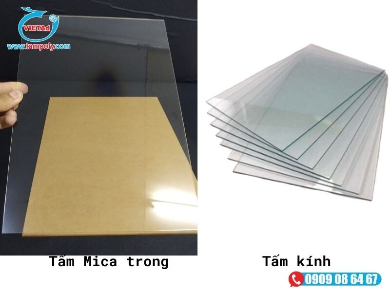 So sánh tấm mica trong và tấm kính