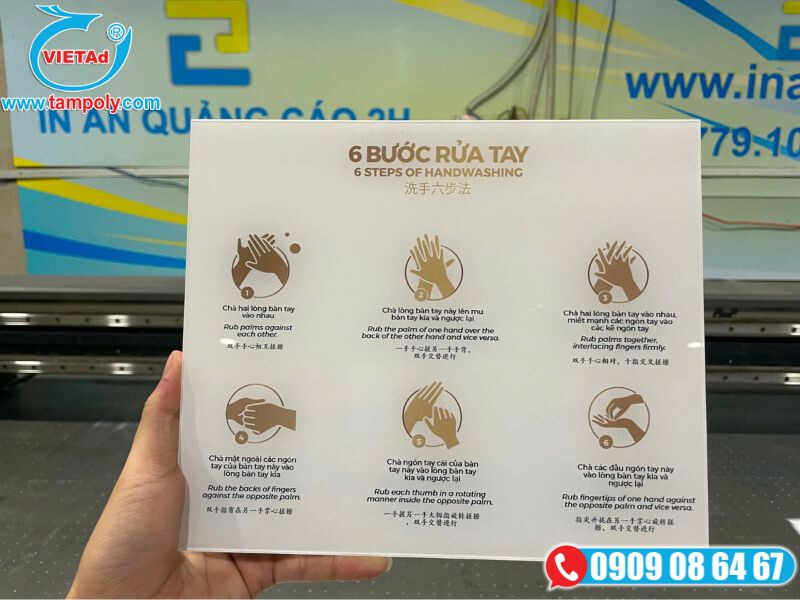 Bảng chỉ dẫn các bước rửa tay