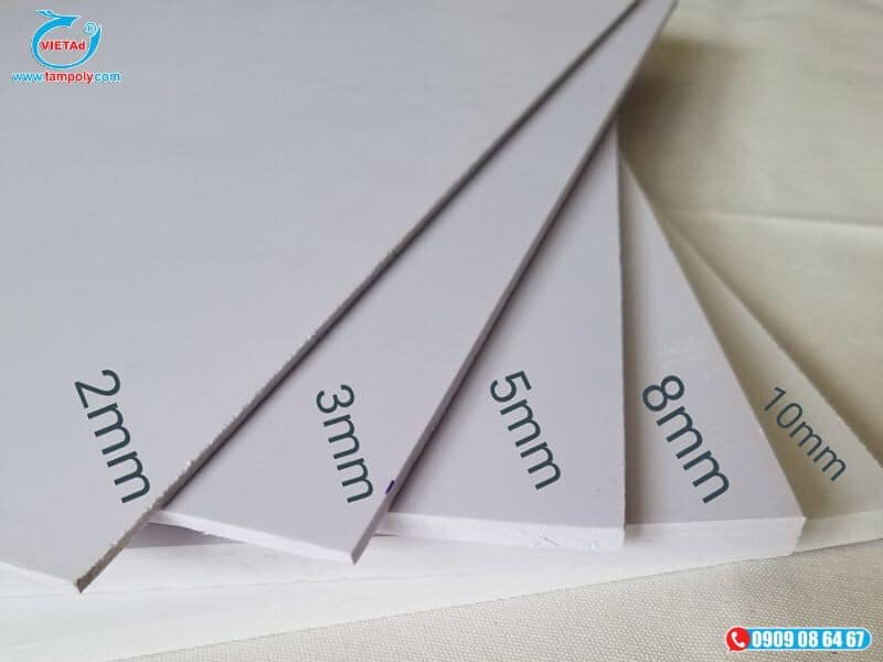 Độ dày phổ biến  tấm foam pvc 