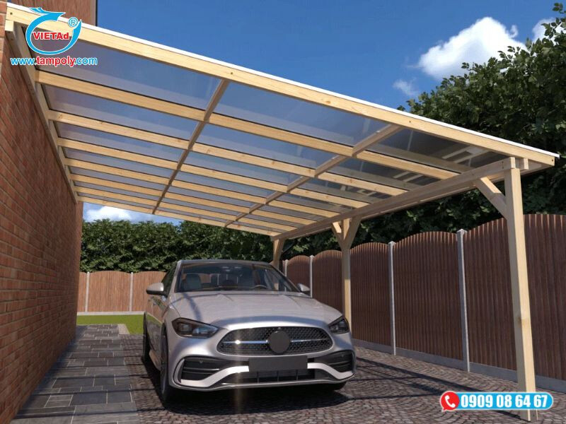 Làm mái hiên che cho ô tô tại quận 7