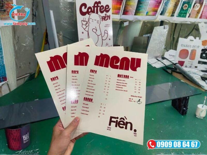 Tấm PVC foam mỏng in UV làm menu