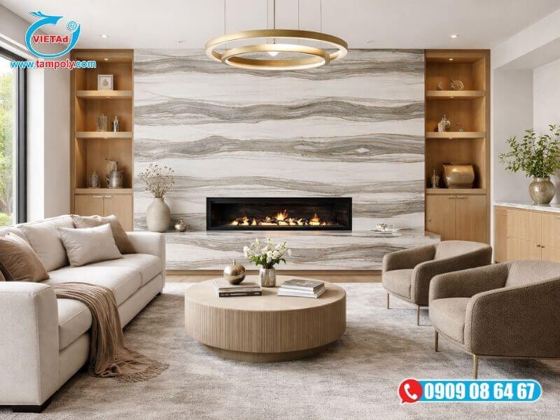 Tấm foam Pima vân cẩm thạch trang trí phòng khách