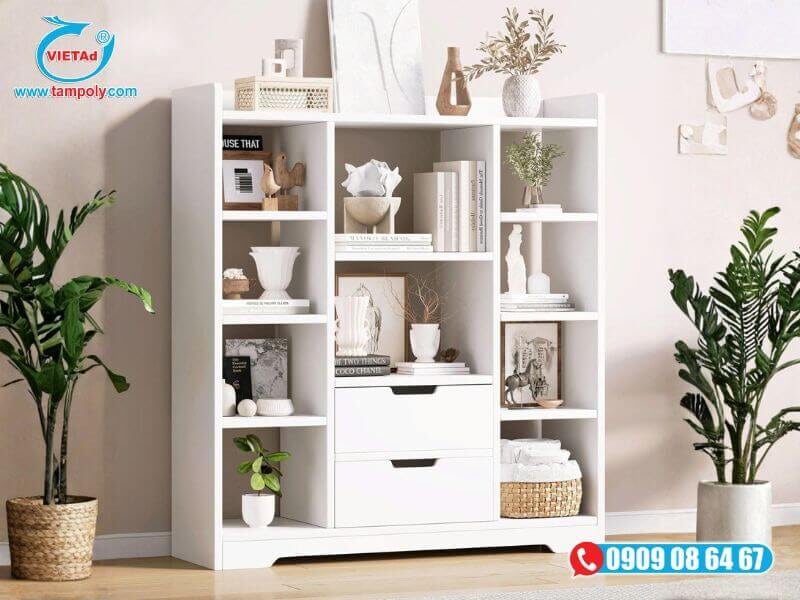 Tủ trang trí phòng khách bằng tấm PVC foam