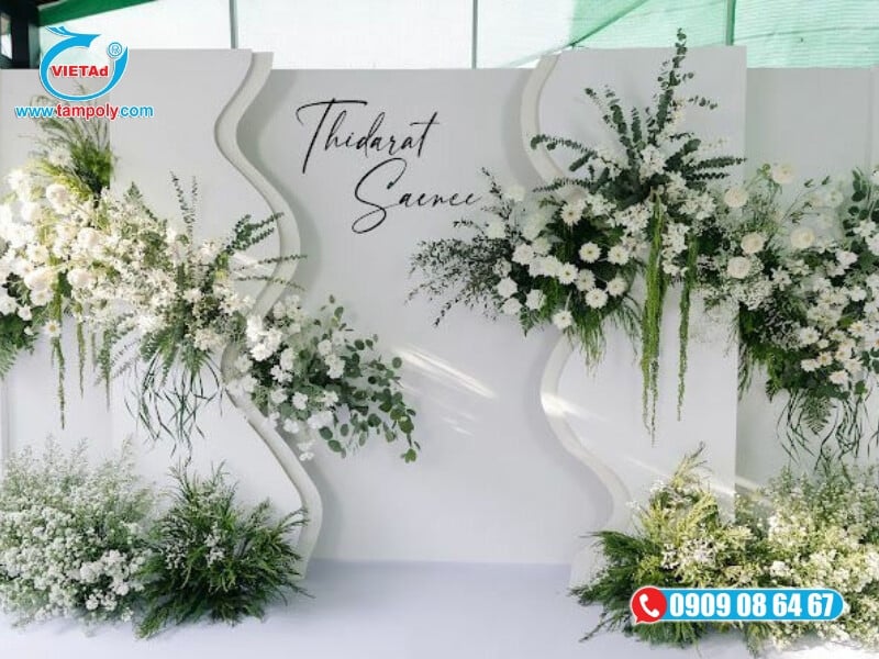 Tấm foam dày 4.5mm dùng làm background, backdrop check-in đám cưới