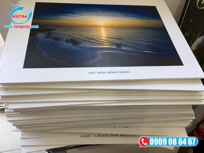 Tấm formex 8mm được in ảnh không bị nhòe màu, được gia công cán bóng dày hoặc cán mịn dày để bảo vệ hình luôn sắc nét