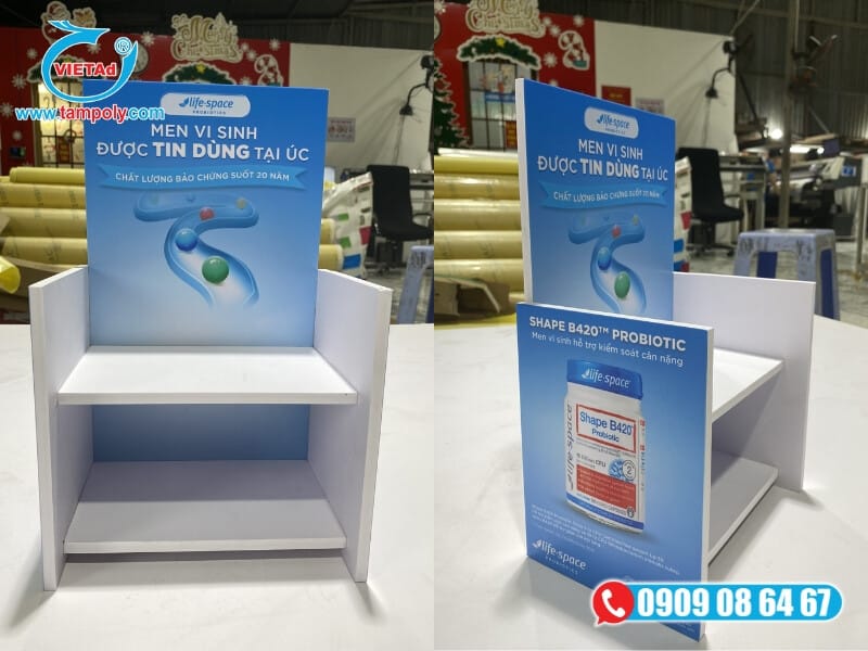 Kệ trưng bày sản phẩm trong siêu thị bằng tấm formex 8mm