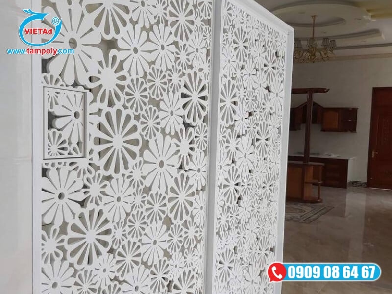 Tấm formex 8mm cắt CNC dùng làm vách ngăn lắp đặt trong nhà, trang trí không gian