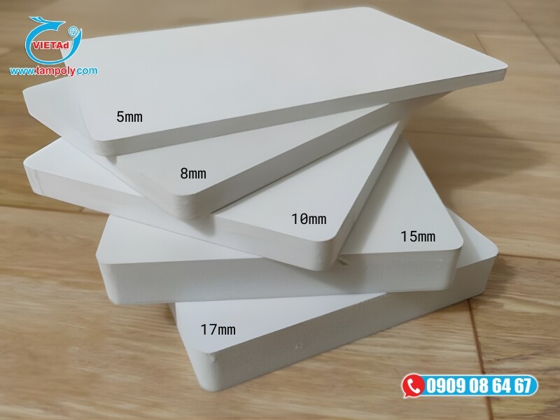 Tấm formex có độ dày đa dạng, từng độ dày phù hợp với nhu cầu thi công khác nhau