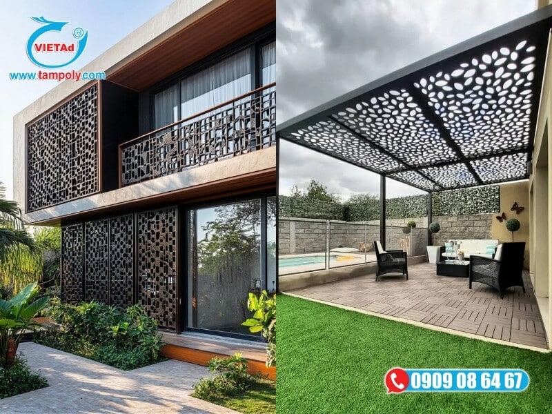 Nhôm tấm cắt CNC hoa văn trang trí resort, khu du lịch