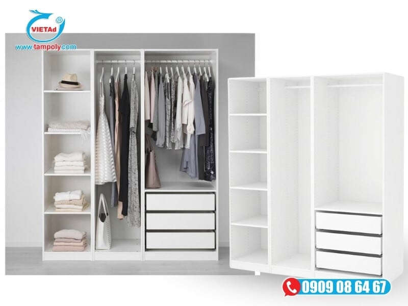 Tủ quần áo bằng tấm pima giá rẻ dễ gia công, chịu lực tốt, không mối mọt