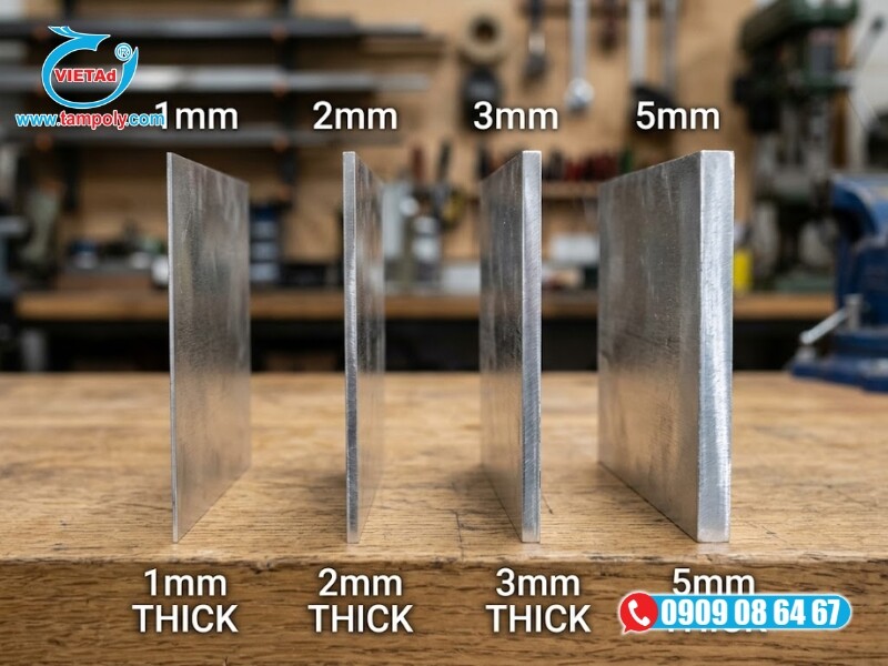 Tấm nhôm 5052 đa dạng độ dày, bề mặt sáng bóng