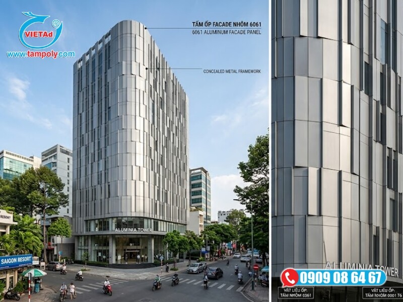 Tấm nhôm 6061 chính hãng có màu xám bạc và khả năng chống ăn mòn vượt trội dưới thời tiết ngoài trời