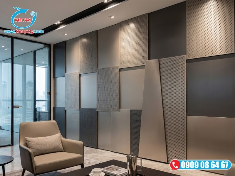 Tấm nhôm 6065 ứng dụng làm tấm ốp tường cho nội thất mang lại vẻ đẹp cổ điển, tinh tế