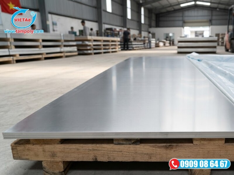 Tấm nhôm 6065 màu xám, có bề mặt sáng và phẳng mịn