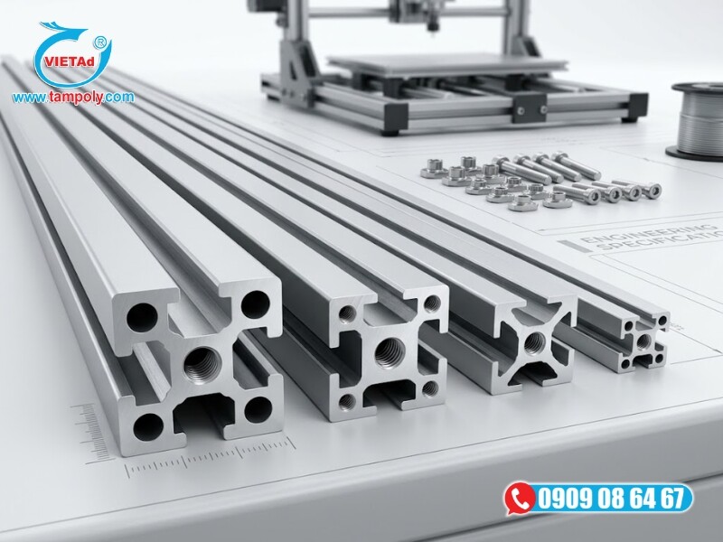 Nhôm tấm 12mm chịu lực tốt, có thể gia công làm rãnh chữ T làm chi tiết lắp ráp