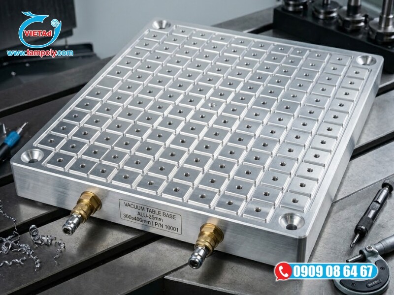 Nhôm tấm 25mm ứng dụng làm bàn cố định trong sản xuất và gia công 