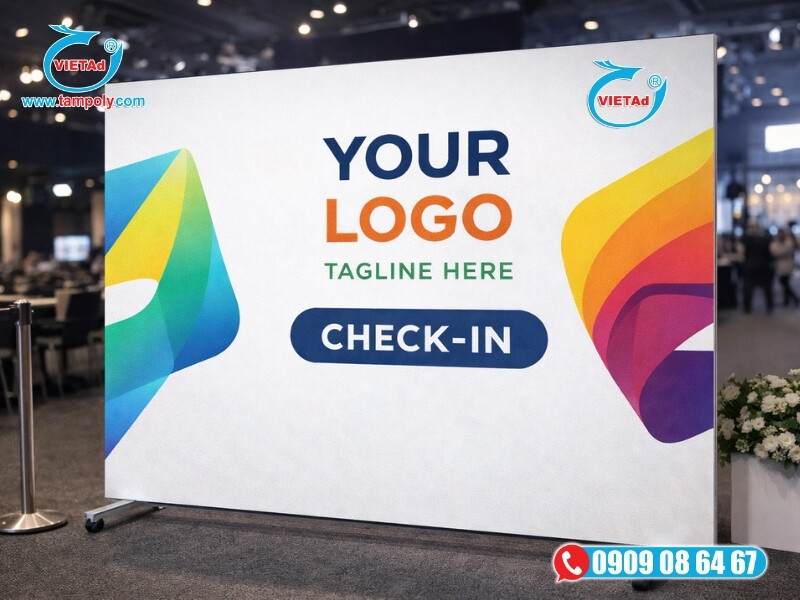 Backdrop sự kiện từ tấm xốp foam in UV, màu sắc tươi sáng sắc nét, nhẹ dễ lắp đặt