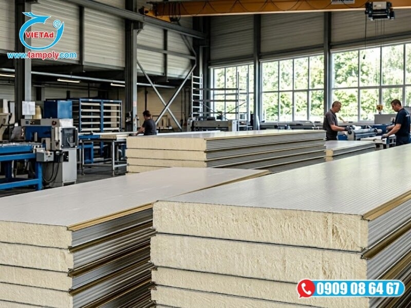Panel chống cháy được thi công nhiều làm vách ngăn kho xưởng, hệ thống yêu cầu cao về độ an toàn
