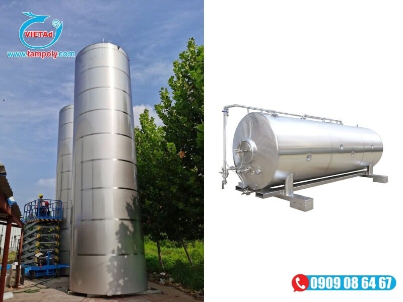 Hệ thống bồn chứa hóa chất và đường ống áp lực cao được gia công từ tấm inox 304 dày 3mm chống ăn mòn