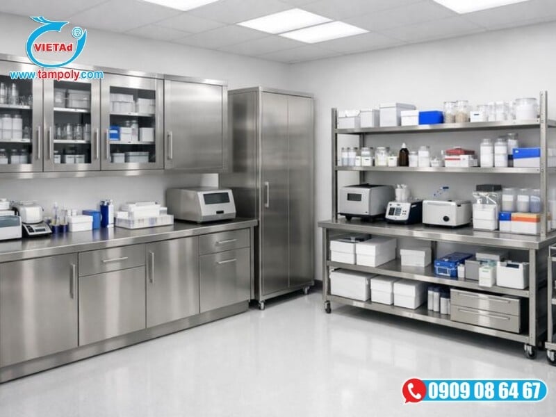 Thiết bị vô trùng, tủ y tế bằng inox 304 đáp ứng tiêu chuẩn vệ sinh an toàn nghiêm ngặt