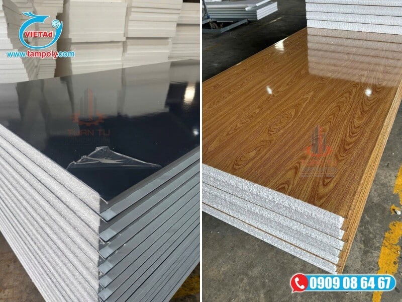 Cấu trúc lõi xốp Expand Polystyrene của tấm panel EPS chuyên dùng làm vách ngăn văn phòng và nhà xưởng công nghiệp