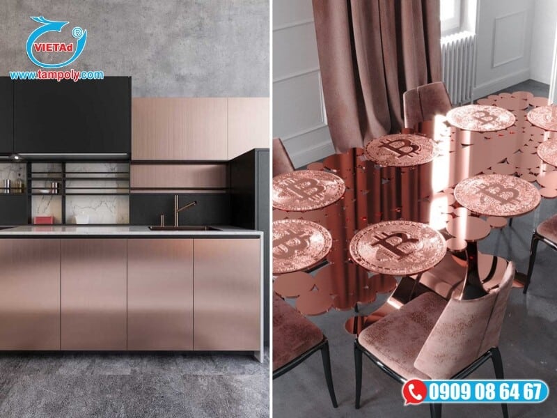 Tấm inox màu hồng có độ bền cơ học cao, chịu nhiệt tốt và không bị bám bẩn