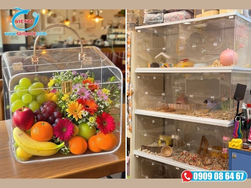 Tấm Mica trong suốt DAG ứng dụng làm hộp đựng sản phẩm, vách ngăn tủ...