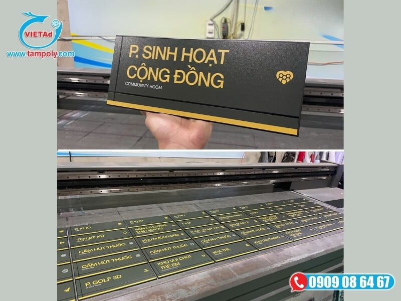 Mica được ứng dụng làm bảng tên văn phòng