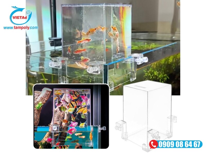 Tấm nhựa Mica PMMA trong suốt được lắp đặt làm hộp kính bể cá, nhẹ, bền
