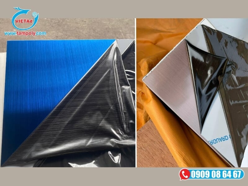 Các mẫu tấm inox xước với đa dạng sắc màu mạ PVD và mác thép