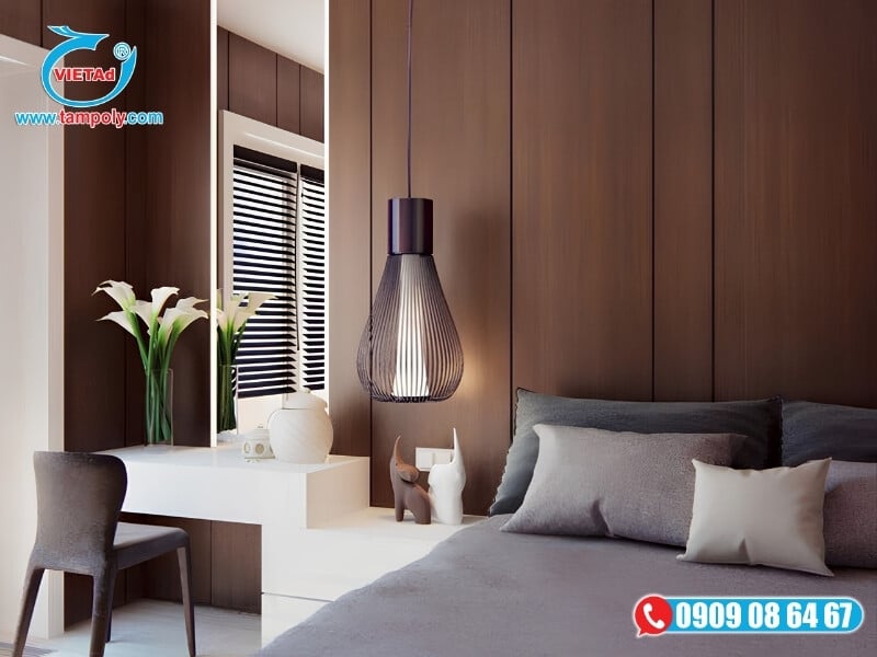 Phòng ngủ sử dùng tấm nhựa PVC vân gỗ